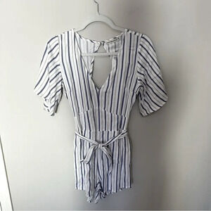 NWT Abercrombie & Fitch V Neck Striped Open Back Romper Small Tall